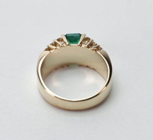 14k Yellow Gold Emerald Cut Natural Emerald Diamond Tension Set Cocktail Ring - Image 10