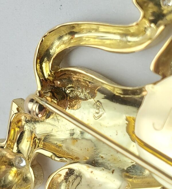 14k Yellow Gold Large Diamond Lion of Judah Pomegranate Pendant Pin Brooch - Image 7