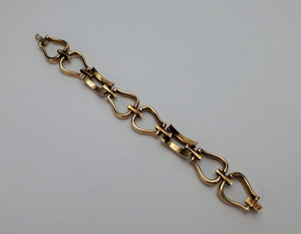 14k Yellow Gold Open Heart Style Wide Link Unique Vintage Bracelet 7 1/2'' - Image 11