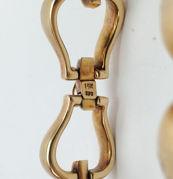 14k Yellow Gold Open Heart Style Wide Link Unique Vintage Bracelet 7 1/2'' - Image 12