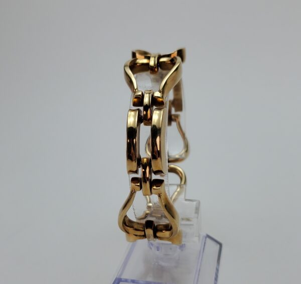 14k Yellow Gold Open Heart Style Wide Link Unique Vintage Bracelet 7 1/2'' - Image 5