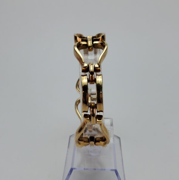 14k Yellow Gold Open Heart Style Wide Link Unique Vintage Bracelet 7 1/2'' - Image 6