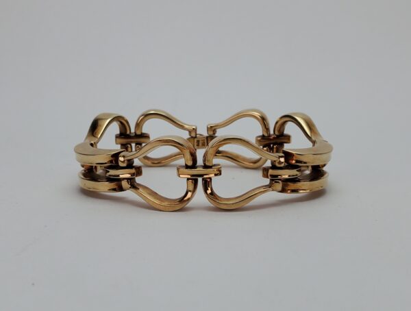 14k Yellow Gold Open Heart Style Wide Link Unique Vintage Bracelet 7 1/2'' - Image 8