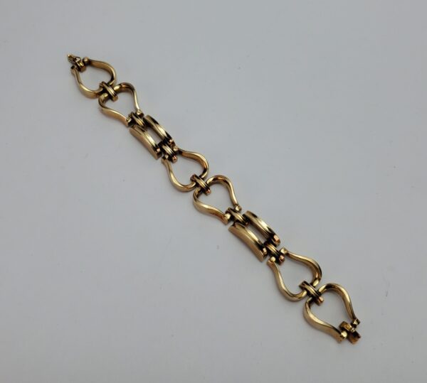 14k Yellow Gold Open Heart Style Wide Link Unique Vintage Bracelet 7 1/2'' - Image 10