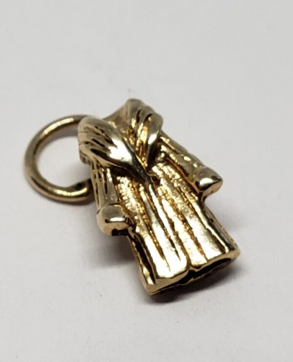 14k Yellow Gold Pajama Shower Cigar Robe Fur Coat Charm Pendant - Image 3