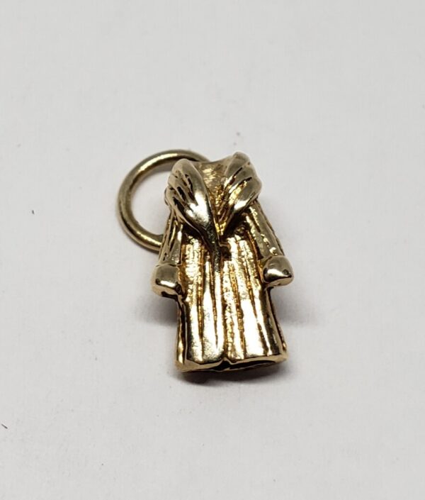 14k Yellow Gold Pajama Shower Cigar Robe Fur Coat Charm Pendant - Image 5