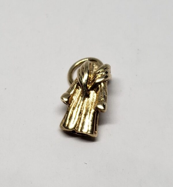 14k Yellow Gold Pajama Shower Cigar Robe Fur Coat Charm Pendant