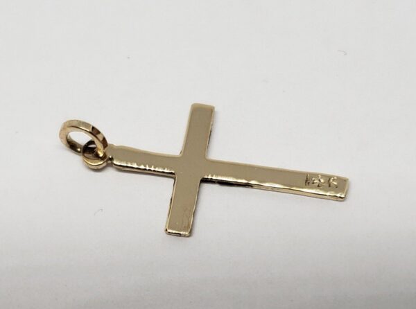 14k Yellow Gold Small Engraved Crucifix Cross Jesus Charm Pendant 15/16'' - Image 3