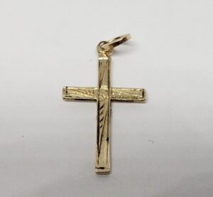 14k Yellow Gold Small Engraved Crucifix Cross Jesus Charm Pendant 15/16''