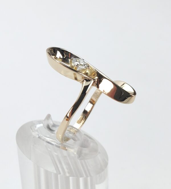 14k Yellow Gold Wave Ribbon Swirl Curve .30ctw Diamond Cocktail Ring 7.75'' - Image 5