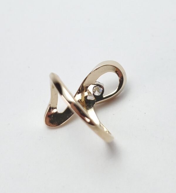 14k Yellow Gold Wave Ribbon Swirl Curve .30ctw Diamond Cocktail Ring 7.75'' - Image 9