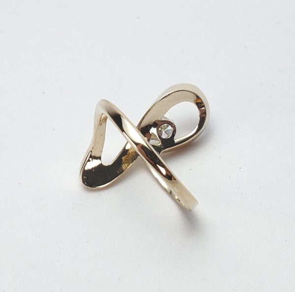 14k Yellow Gold Wave Ribbon Swirl Curve .30ctw Diamond Cocktail Ring 7.75'' - Image 10