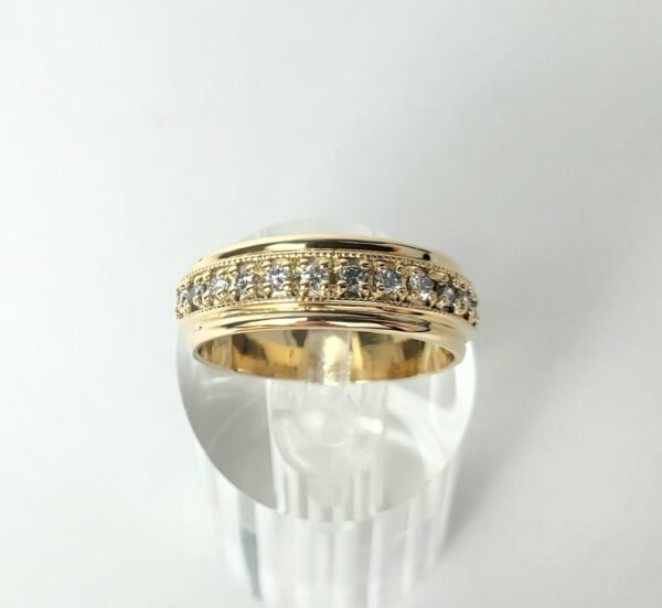 18k Yellow Gold 7mm .36ctw Mens Diamond Wedding Style Band Ring 9.25'' - Image 3