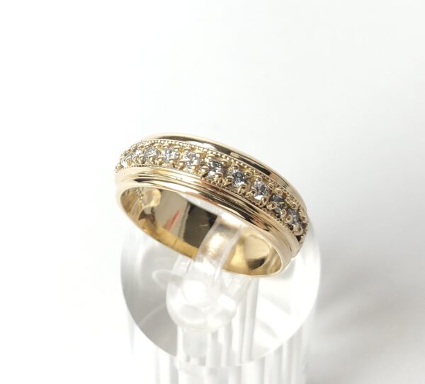 18k Yellow Gold 7mm .36ctw Mens Diamond Wedding Style Band Ring 9.25'' - Image 4