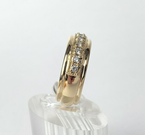 18k Yellow Gold 7mm .36ctw Mens Diamond Wedding Style Band Ring 9.25'' - Image 6