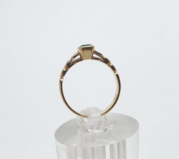 18k Yellow Gold Natural Bezel Emerald Gypsy Set Diamond Cocktail Band Ring 6.5'' - Image 7
