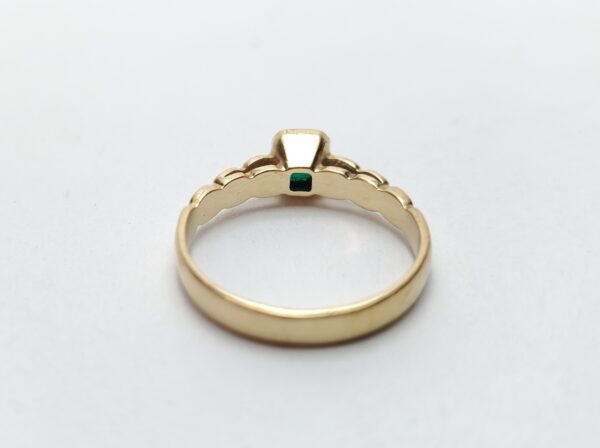 18k Yellow Gold Natural Bezel Emerald Gypsy Set Diamond Cocktail Band Ring 6.5'' - Image 8