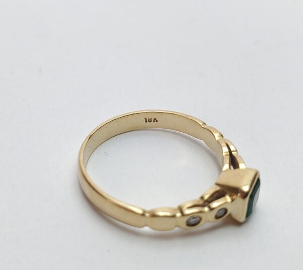 18k Yellow Gold Natural Bezel Emerald Gypsy Set Diamond Cocktail Band Ring 6.5'' - Image 10