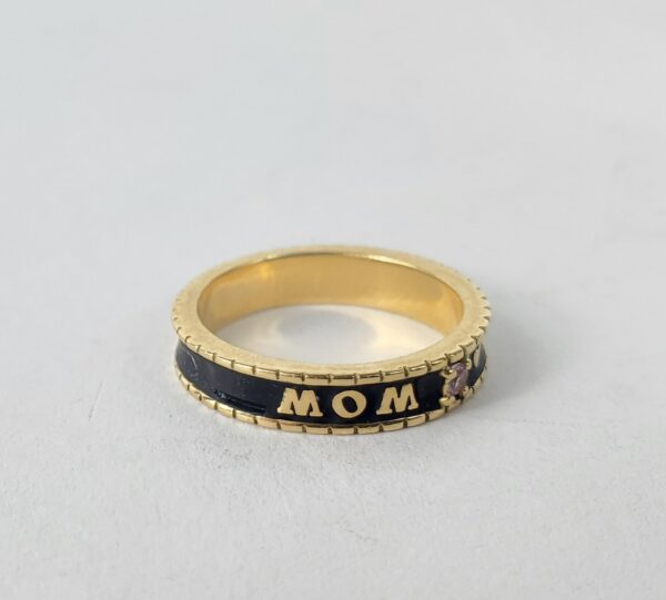 Beloved Fine Jewelry 18k Yellow Gold Mom Love Enamel 3.8mm Band Ring 4.75'' - Image 4