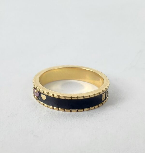Beloved Fine Jewelry 18k Yellow Gold Mom Love Enamel 3.8mm Band Ring 4.75'' - Image 5