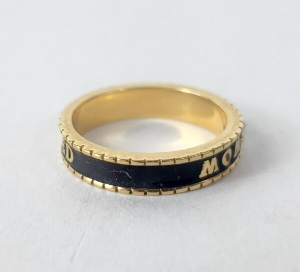 Beloved Fine Jewelry 18k Yellow Gold Mom Love Enamel 3.8mm Band Ring 4.75'' - Image 7