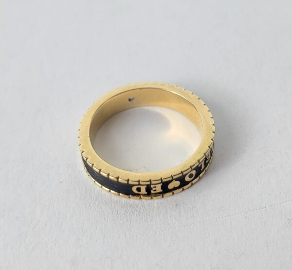 Beloved Fine Jewelry 18k Yellow Gold Mom Love Enamel 3.8mm Band Ring 4.75'' - Image 8