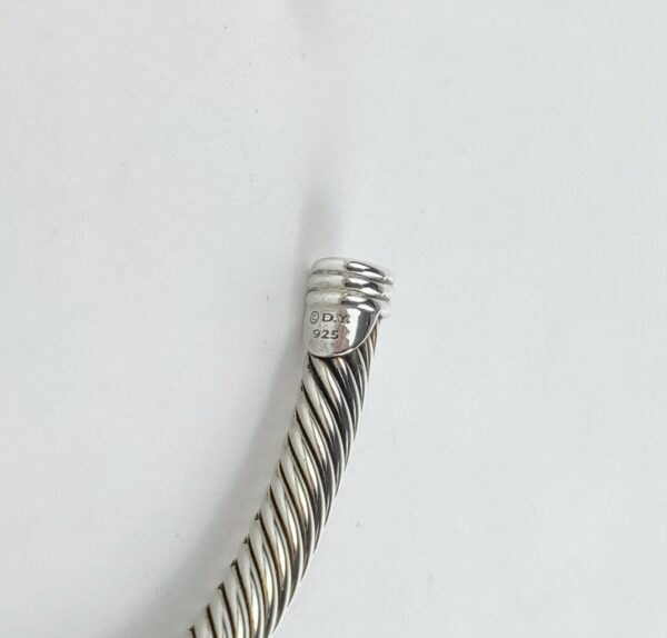 David Yurman 4mm Single Station X Diamond Cable Cuff Bracelet 6 5/8'' - Image 12