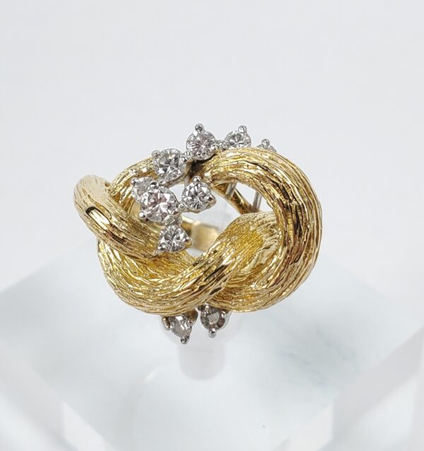 Kurt Wayne 18k Yellow Gold .53ctw Diamond Unique Love Knot Promise Ring 4.5'' - Image 4