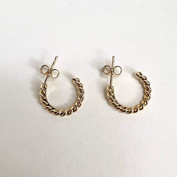 Tiffany and Co 18k 750 Yellow Gold Small Twisted Hoop Earrings - Image 3