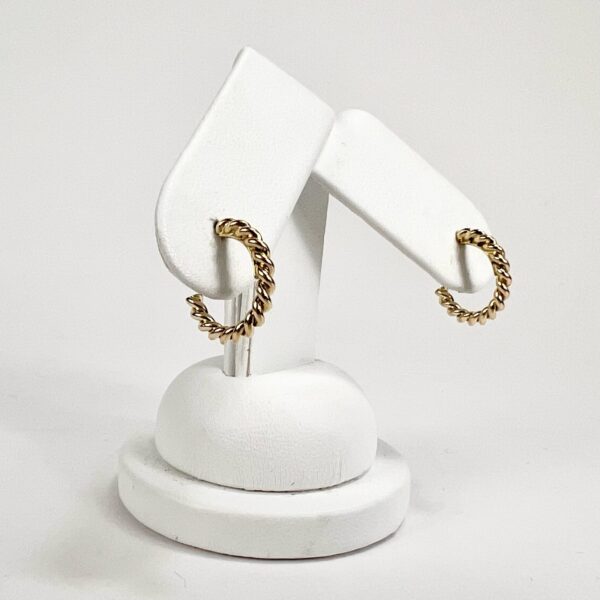 Tiffany and Co 18k 750 Yellow Gold Small Twisted Hoop Earrings - Image 5