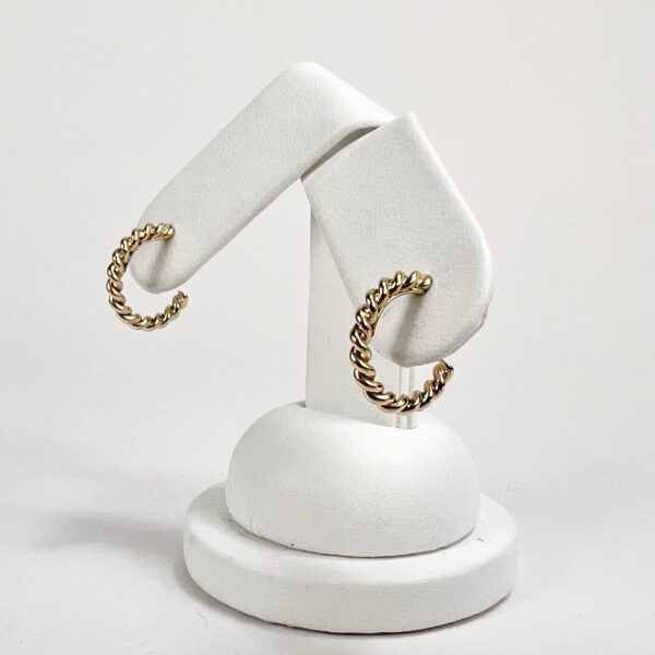 Tiffany and Co 18k 750 Yellow Gold Small Twisted Hoop Earrings - Image 6