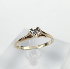 10k Multi-Tone Bonded Gold Natural Diamond Heart Love Band Ring 6.75''