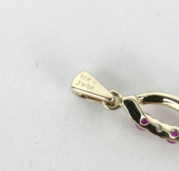 10k Yellow Gold .26ctw Ruby Diamond Caduceus Infinity Twist Drop Pendant - Image 6