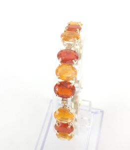 14k 10k Yellow Gold 13ctw Natural Fire Opal Curb Link Bracelet 6 7/8''