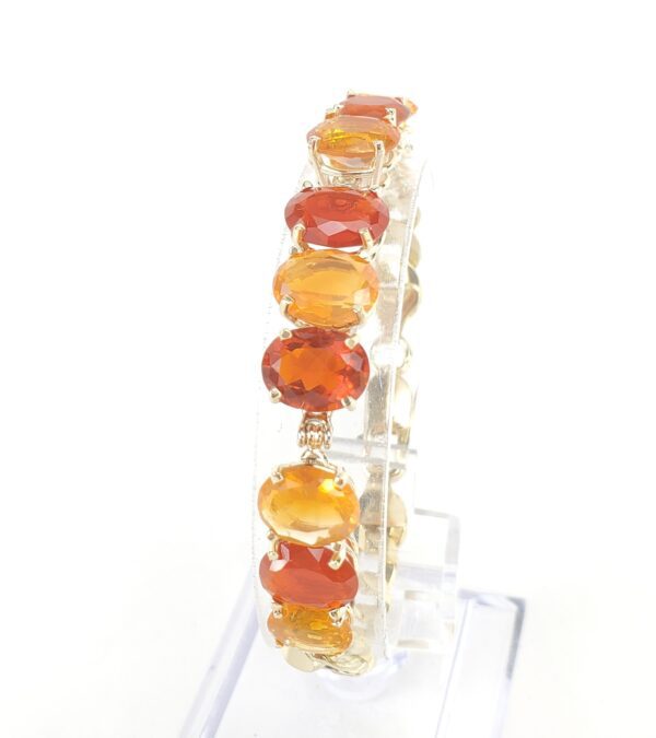 14k 10k Yellow Gold 13ctw Natural Fire Opal Curb Link Bracelet 6 7/8'' - Image 5