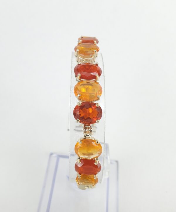 14k 10k Yellow Gold 13ctw Natural Fire Opal Curb Link Bracelet 6 7/8'' - Image 8