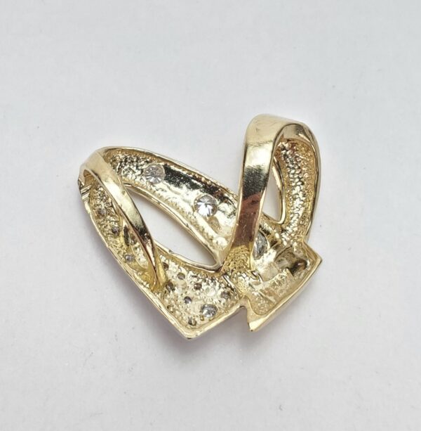 14k Multi-Tone Gold Satin Brushed Textured Modern Heart Diamond Slider Pendant - Image 5