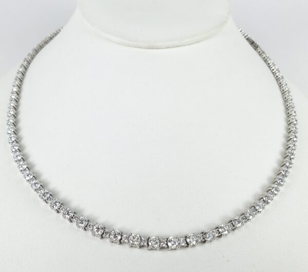 14k White Gold 14.25ctw Lab Grown Diamond Graduated Tennis Necklace 18 1/8'' - Image 3