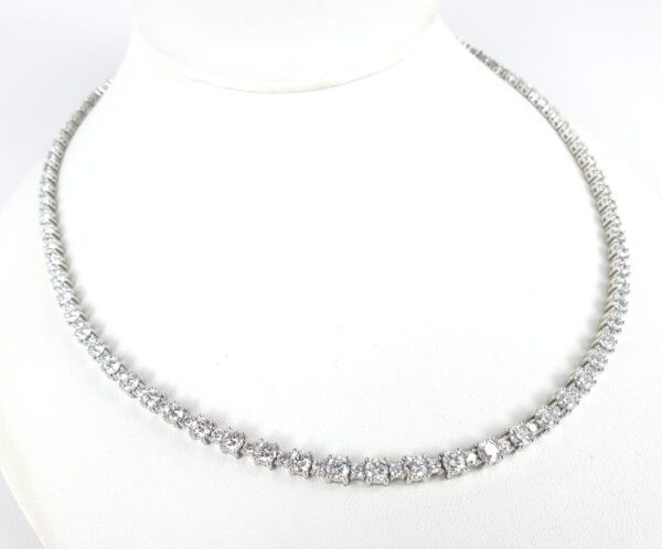 14k White Gold 14.25ctw Lab Grown Diamond Graduated Tennis Necklace 18 1/8'' - Image 4