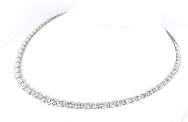 14k White Gold 14.25ctw Lab Grown Diamond Graduated Tennis Necklace 18 1/8'' - Image 5