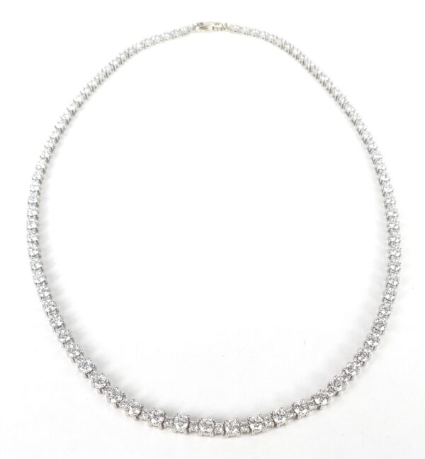 14k White Gold 14.25ctw Lab Grown Diamond Graduated Tennis Necklace 18 1/8'' - Image 7