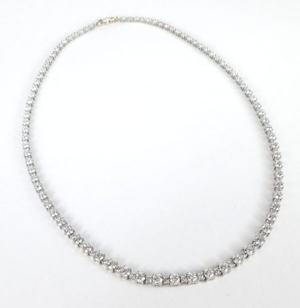 14k White Gold 14.25ctw Lab Grown Diamond Graduated Tennis Necklace 18 1/8'' - Image 9