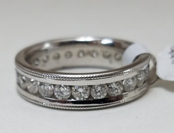 14k White Gold 1.44ctw Round Diamond Channel Set Eternity Band Ring 6.25'' - Image 4
