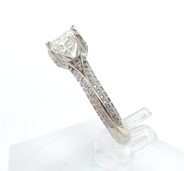 14k White Gold 1.61c GAI Clarity Enhanced Princess Diamond Engagement Ring - Image 6