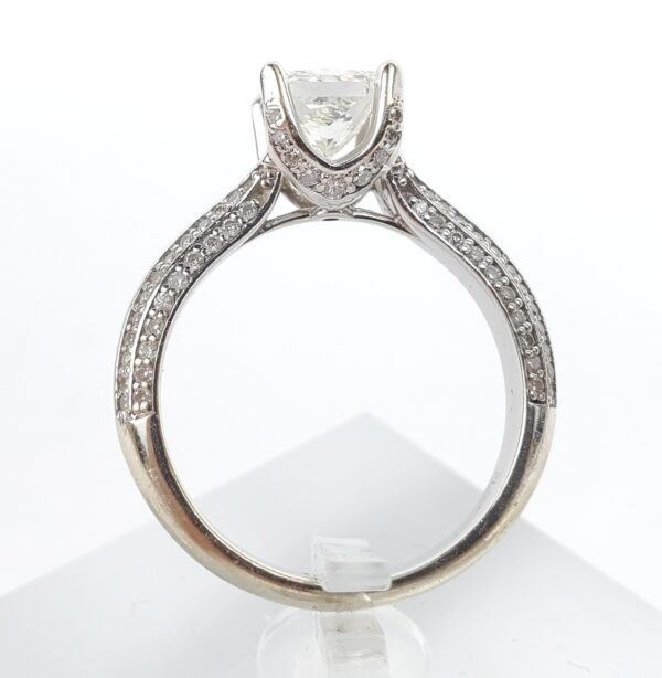 14k White Gold 1.61c GAI Clarity Enhanced Princess Diamond Engagement Ring - Image 7