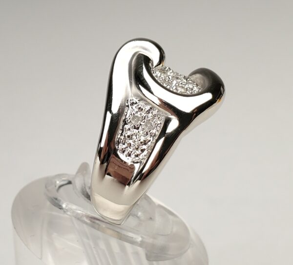 14k White Gold Diamond Love Knot Artistic Buckle Wave Style Band Ring 6.75'' - Image 6