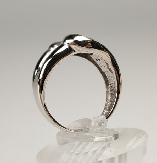 14k White Gold Diamond Love Knot Artistic Buckle Wave Style Band Ring 6.75'' - Image 7