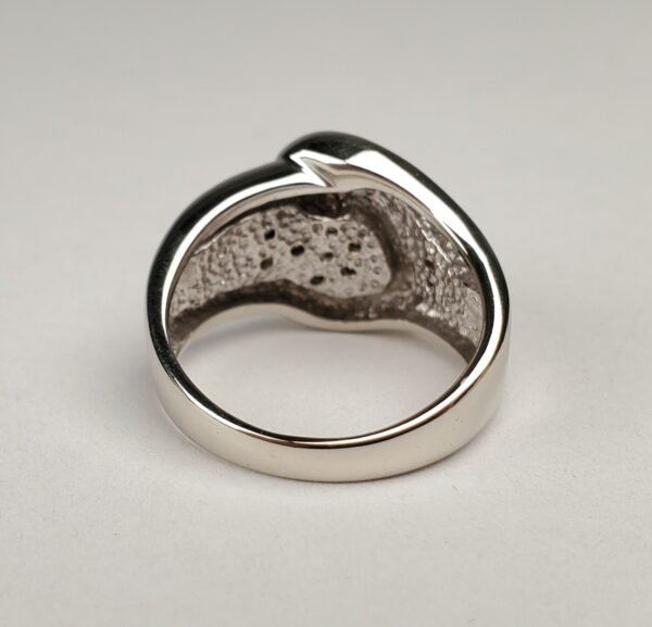 14k White Gold Diamond Love Knot Artistic Buckle Wave Style Band Ring 6.75'' - Image 8