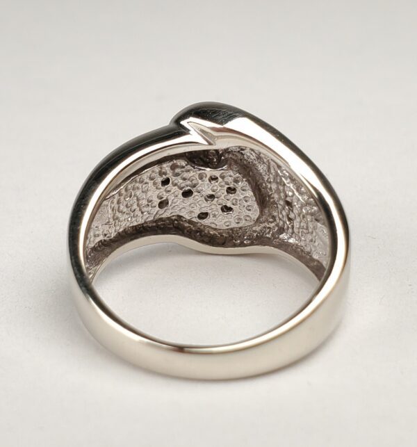 14k White Gold Diamond Love Knot Artistic Buckle Wave Style Band Ring 6.75'' - Image 9