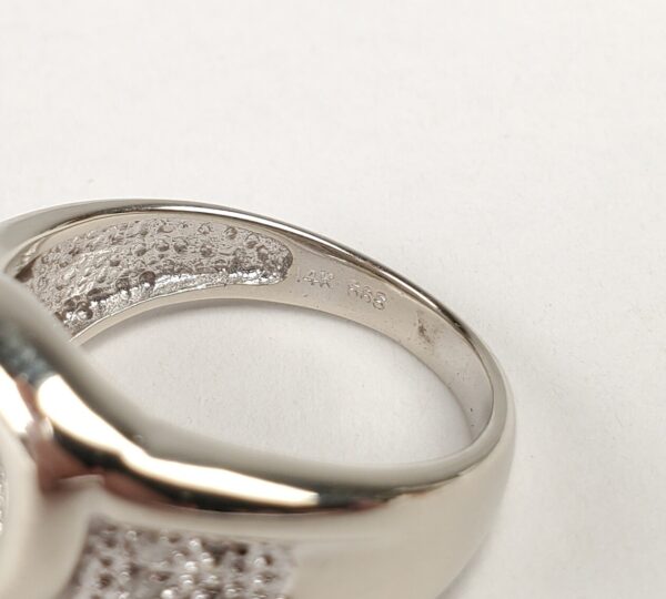 14k White Gold Diamond Love Knot Artistic Buckle Wave Style Band Ring 6.75'' - Image 10